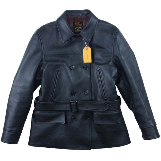AT LAST アットラスト 未使用 w-breasted coat ホースハイド レザー カーコート ジャケット ブラック系【極上美品】【中古】