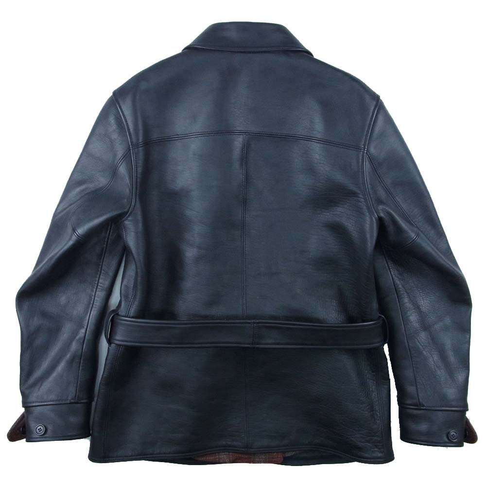 AT LAST アットラスト 未使用 w-breasted coat ホースハイド レザー カーコート ジャケット ブラック系【極上美品】【中古】