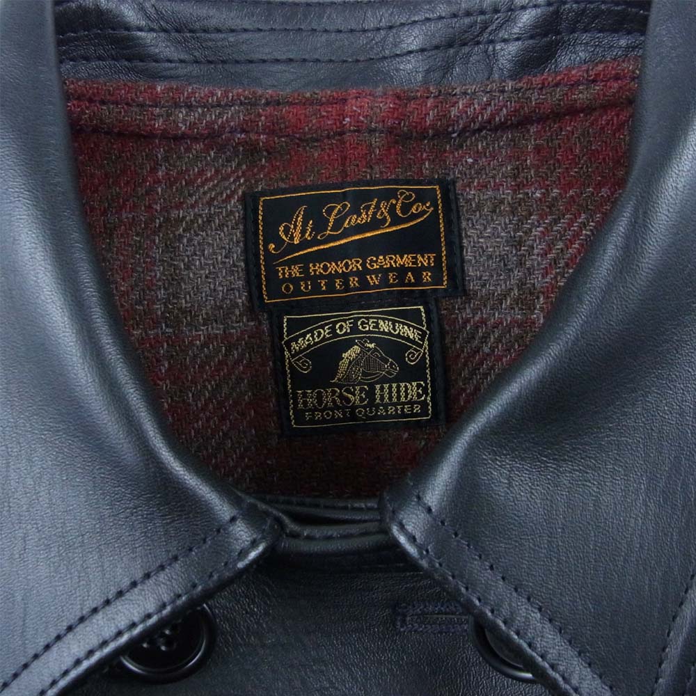 AT LAST アットラスト 未使用 w-breasted coat ホースハイド レザー カーコート ジャケット ブラック系【極上美品】【中古】