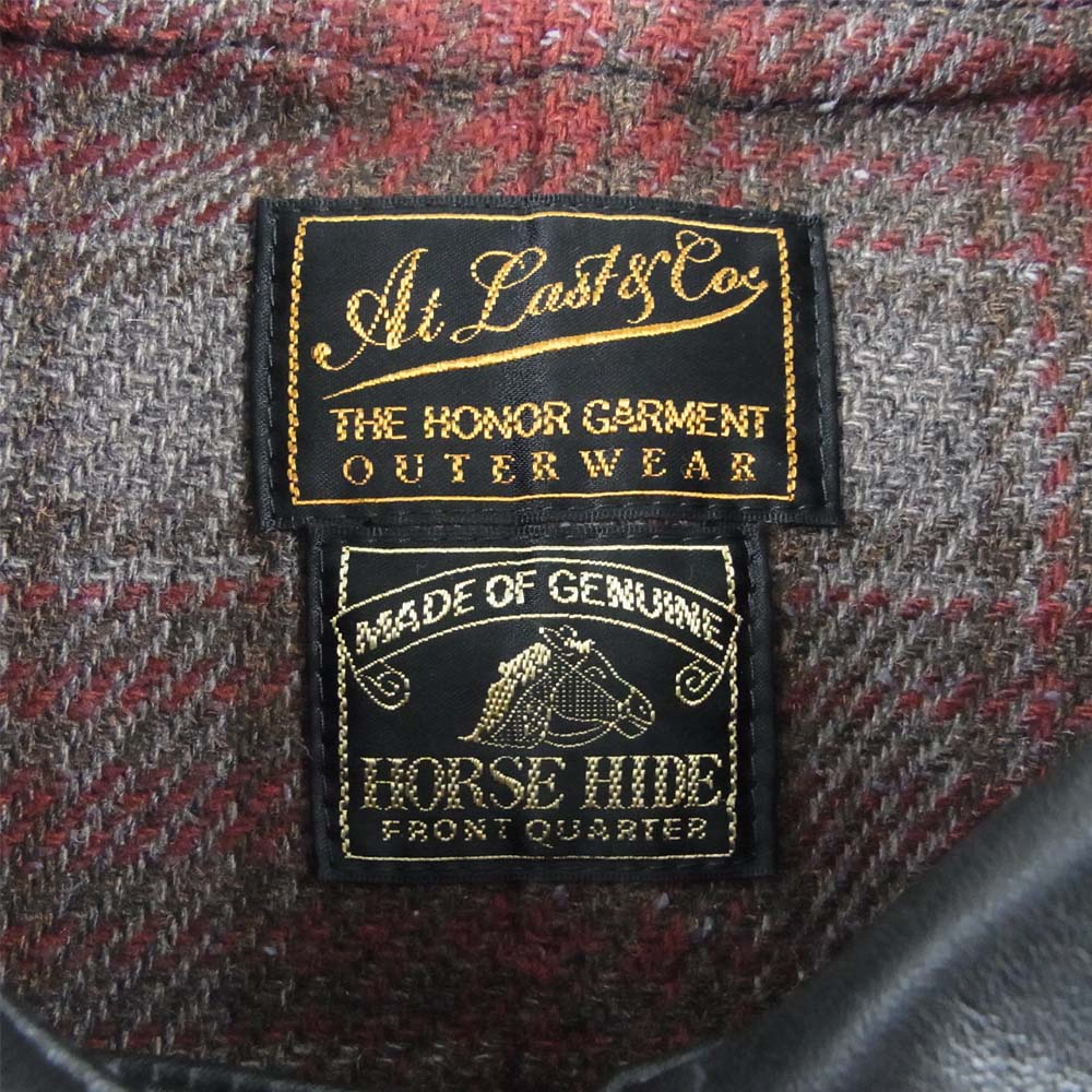 AT LAST アットラスト 未使用 w-breasted coat ホースハイド レザー カーコート ジャケット ブラック系【極上美品】【中古】