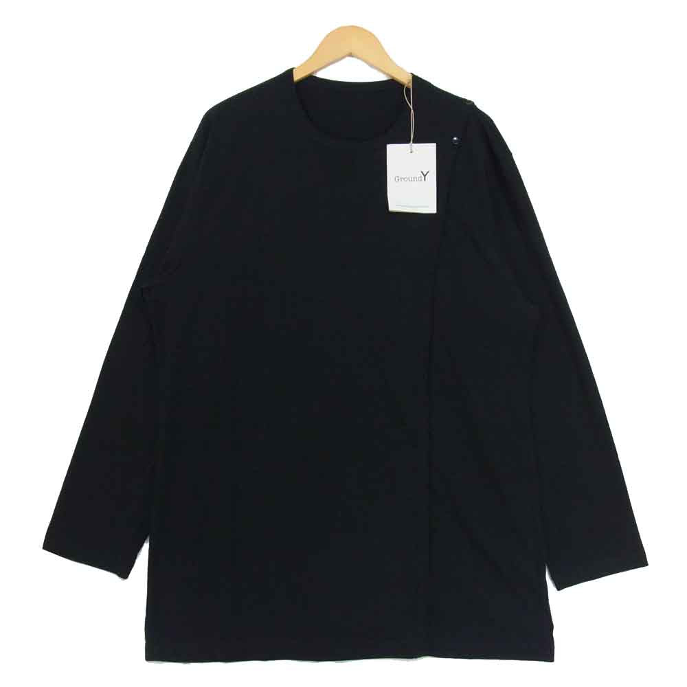 Yohji Yamamoto ヨウジヤマモト GR-T17-040 ライトボタン ストレート ロングスリーブ カットソー ブラック系 3【美品】【中古】