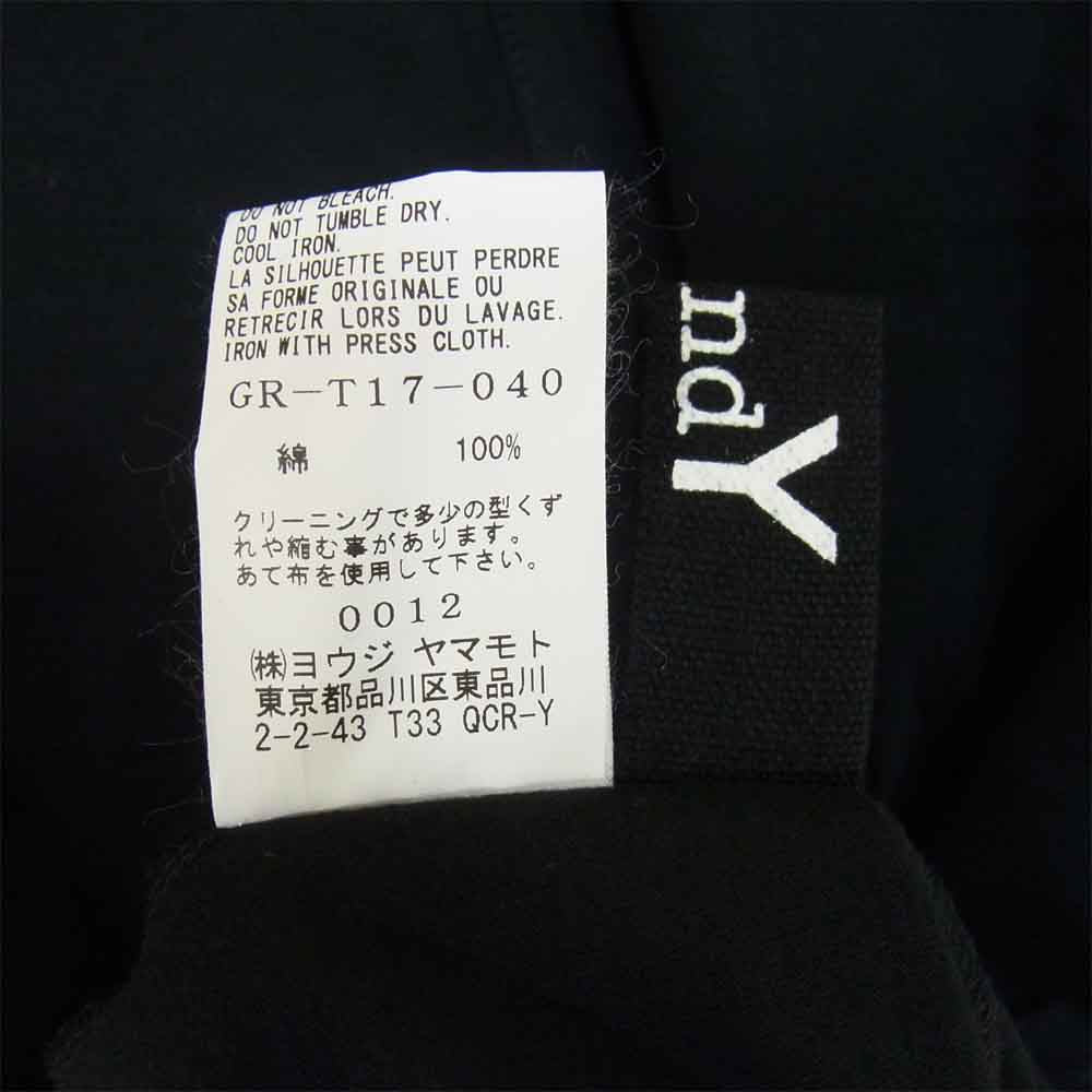Yohji Yamamoto ヨウジヤマモト GR-T17-040 ライトボタン ストレート ロングスリーブ カットソー ブラック系 3【美品】【中古】