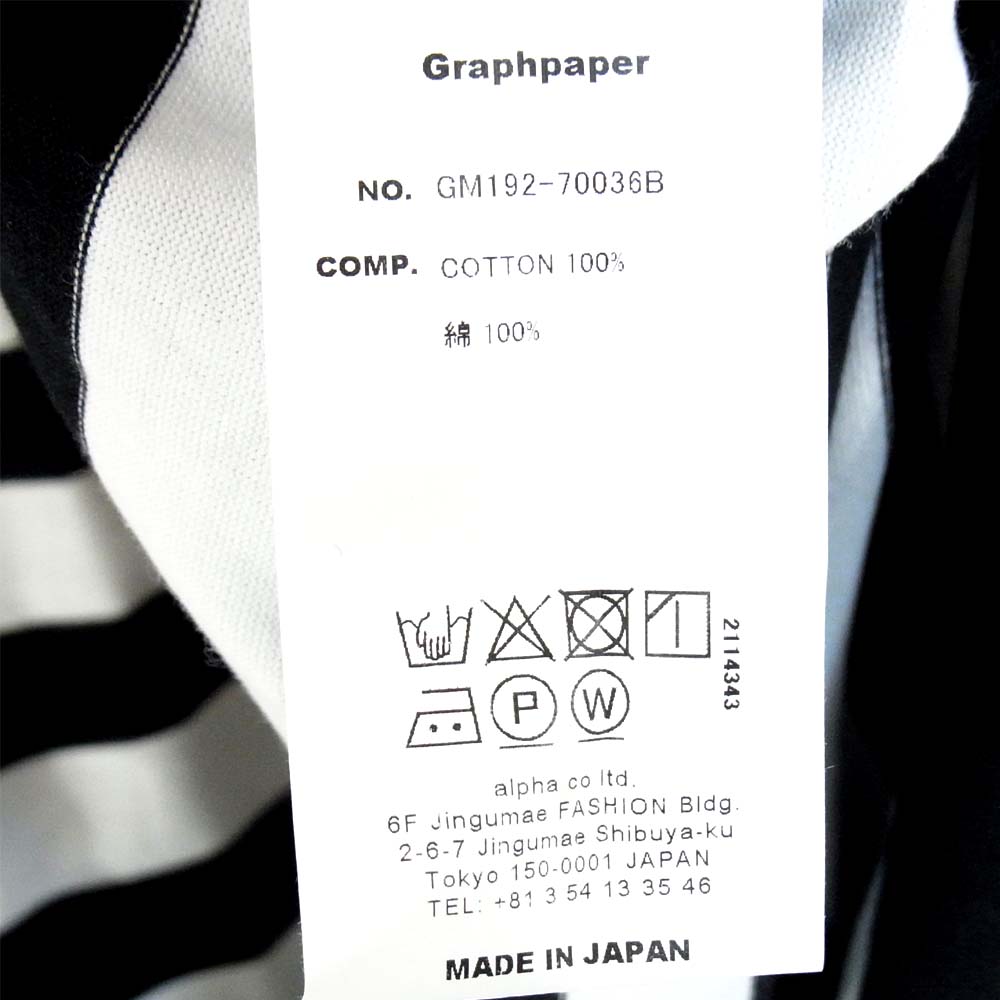 グラフペーパー 19AW GM192-70036 BORDER L/S TEE ボーダー ホワイト×ブラック系 2【新古品】【未使用】【中古】