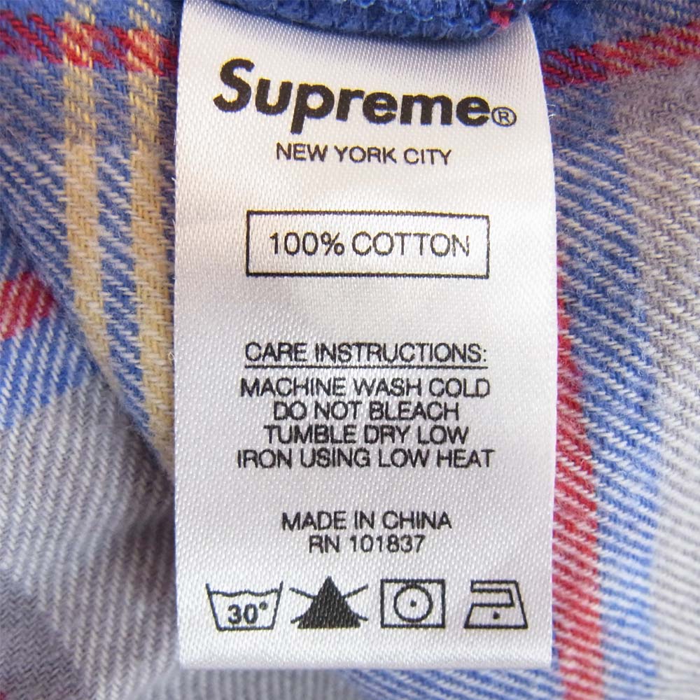 Supreme シュプリーム 17AW God Bless Plaid Flannel Shirt ゴッドブレス フランネル チェック シャツ ブルー系 S【中古】