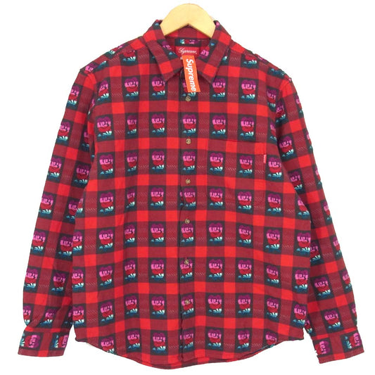 Supreme シュプリーム 19SS Rose Buffalo Plaid Shirt ローズプリント バッファロー チェックシャツ レッド系 S【美品】【中古】