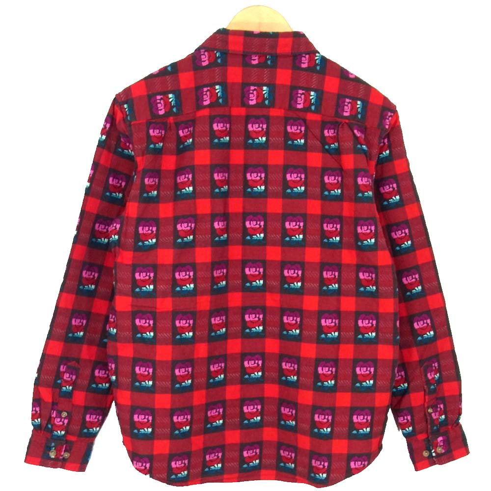 Supreme シュプリーム 19SS Rose Buffalo Plaid Shirt ローズプリント バッファロー チェックシャツ レッド系 S【美品】【中古】