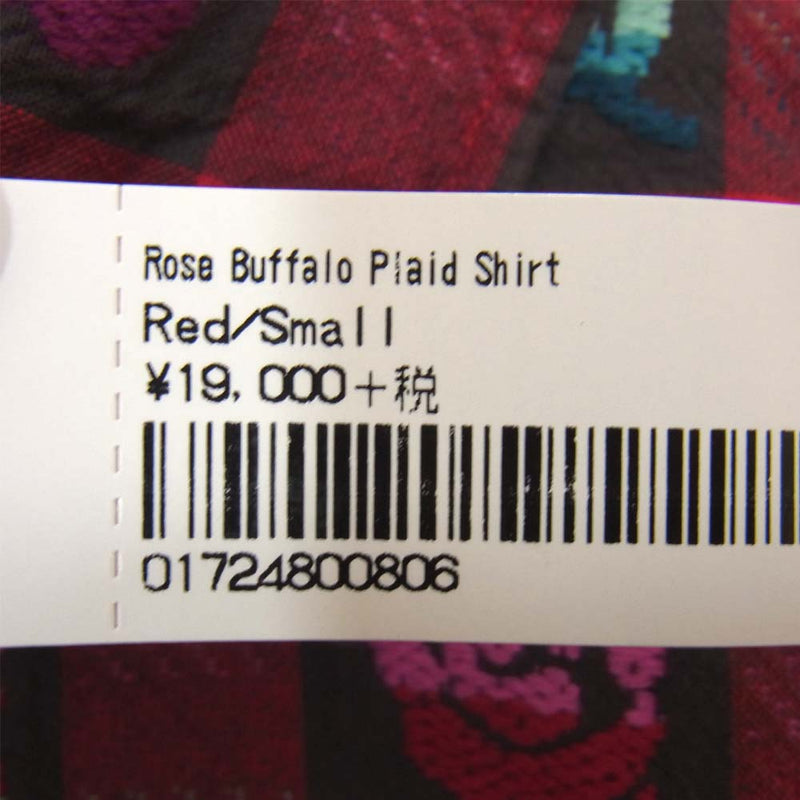 Supreme シュプリーム 19SS Rose Buffalo Plaid Shirt ローズプリント バッファロー チェックシャツ レッド系 S【美品】【中古】