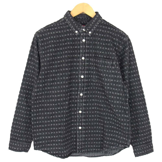Supreme シュプリーム 20SS Jacquard Logos Denim Shirt ジャガード ロゴ デニム シャツ ブラック系 S【美品】【中古】