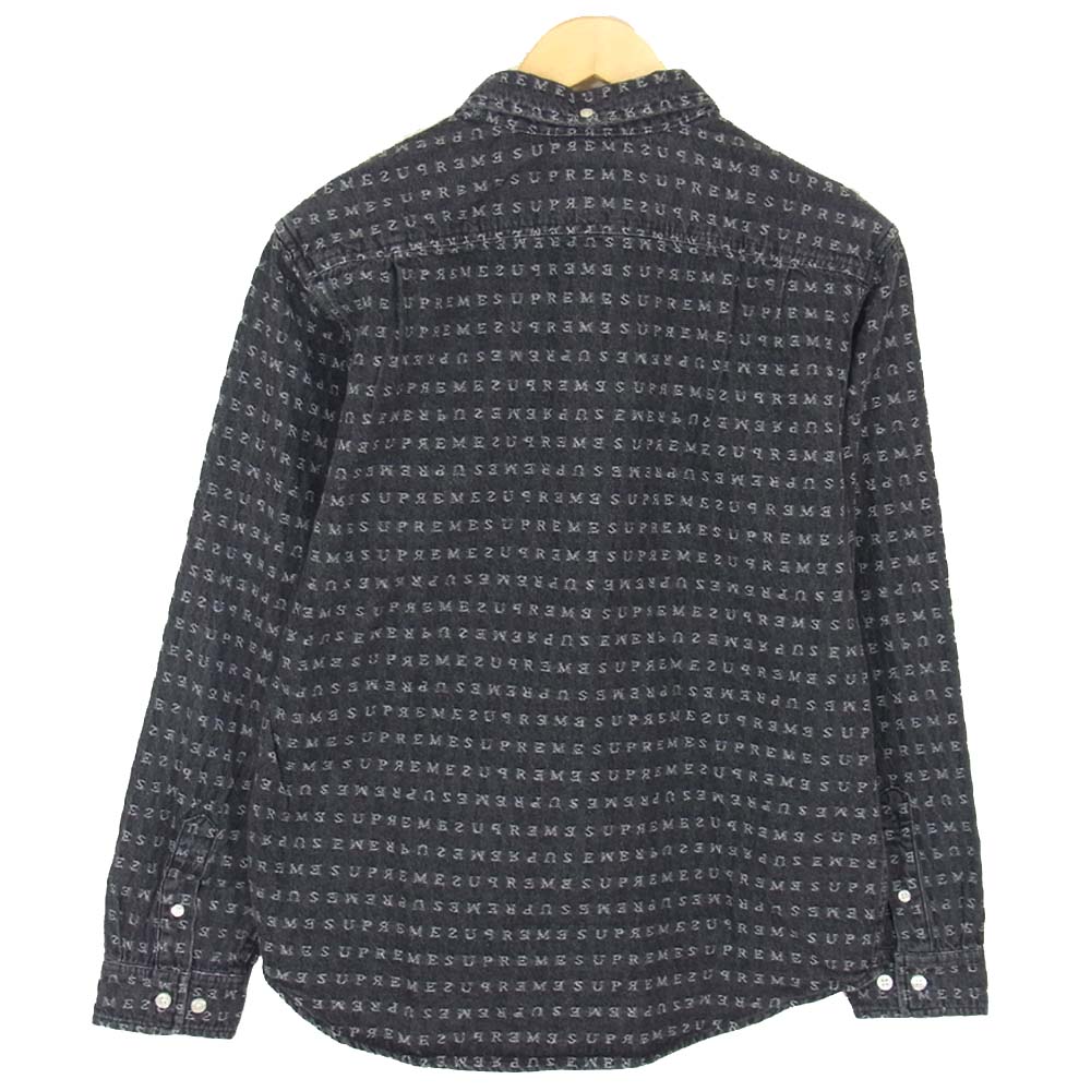 Supreme シュプリーム 20SS Jacquard Logos Denim Shirt ジャガード ロゴ デニム シャツ ブラック系 S【美品】【中古】