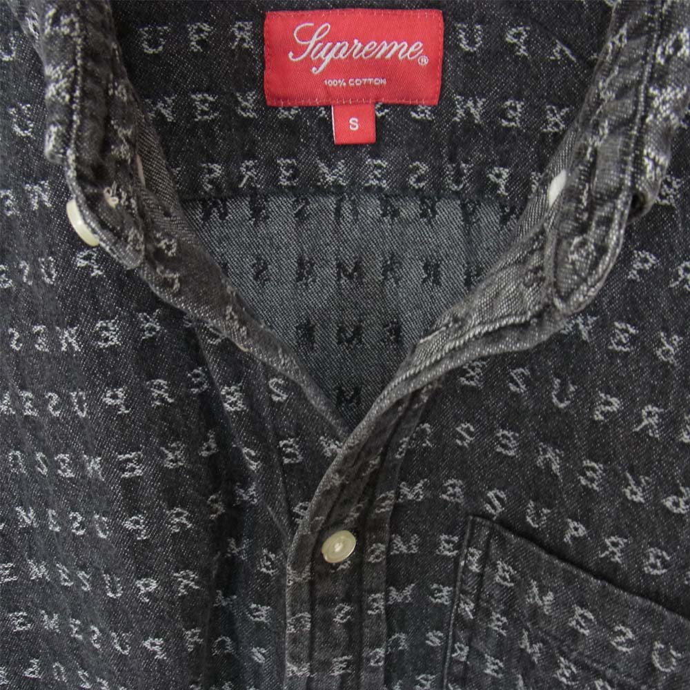 Supreme シュプリーム 20SS Jacquard Logos Denim Shirt ジャガード ロゴ デニム シャツ ブラック系 S【美品】【中古】