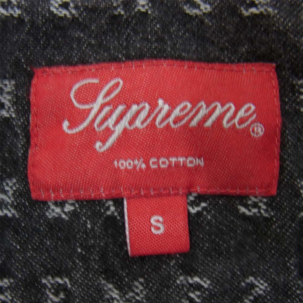 Supreme シュプリーム 20SS Jacquard Logos Denim Shirt ジャガード ロゴ デニム シャツ ブラック系 S【美品】【中古】