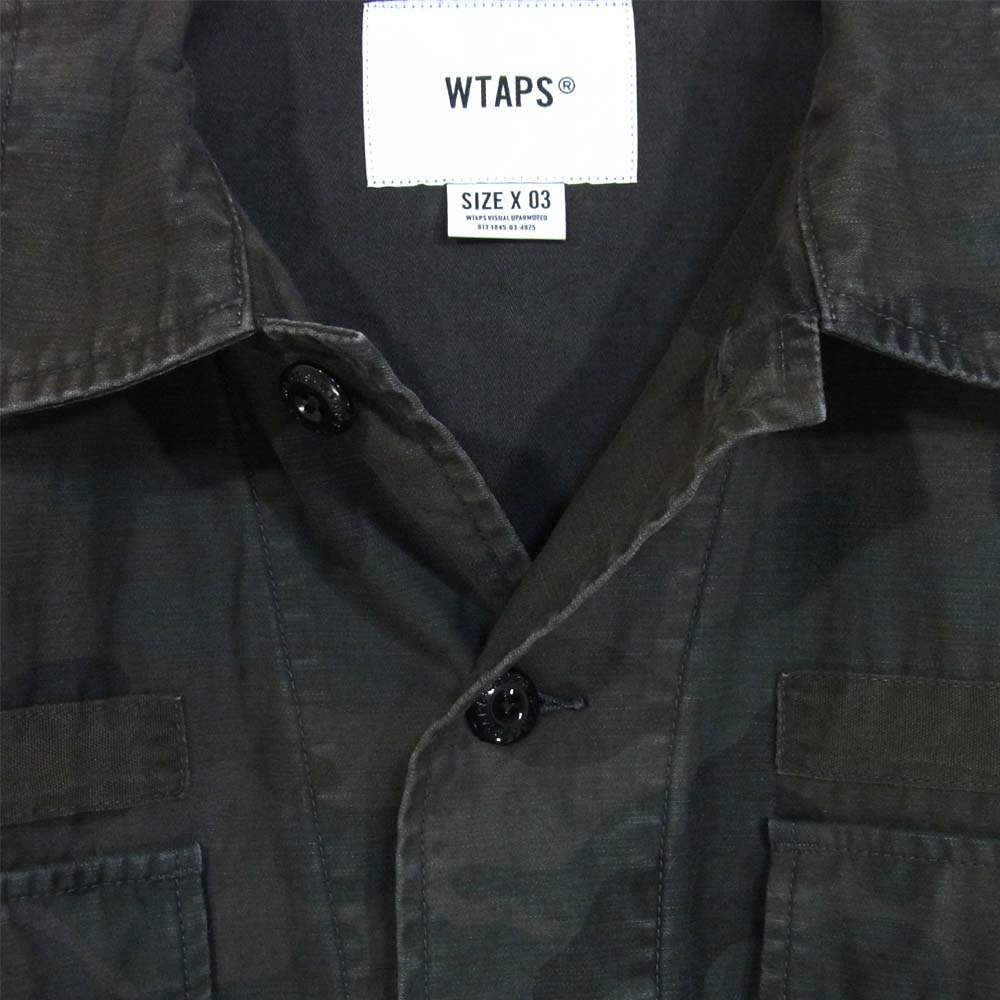 WTAPS ダブルタップス 20SS 201WVDT-SHM03 EX40 JUNGLE LS 02 ウォッシュ加工 ミリタリー ジャングル シャツ WOODLAND 3【極上美品】【中古】
