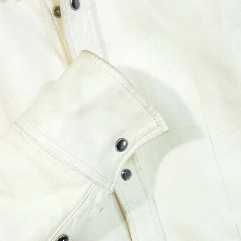 イサムカタヤマ バックラッシュ 1575-01 ディアスキン コットンボンディング 製品洗い 加工 レザーシャツ オフホワイト系【中古】