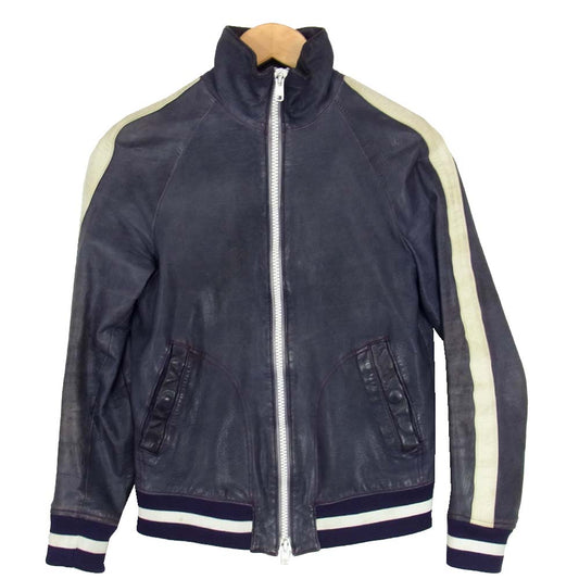 イサムカタヤマ バックラッシュ 1060-03 カウレザー トラックジャケット レザー ジャージ パープル系 S【中古】