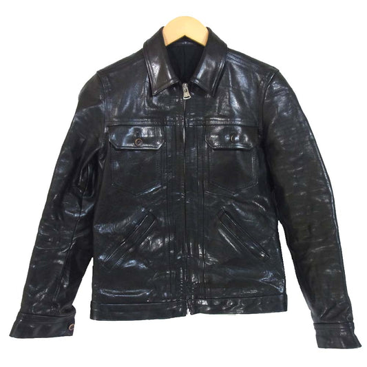 イサムカタヤマ バックラッシュ 1704-03 イタリアンショルダー シワ加工 プルアップ  レザージャケット ブラック系 1【中古】