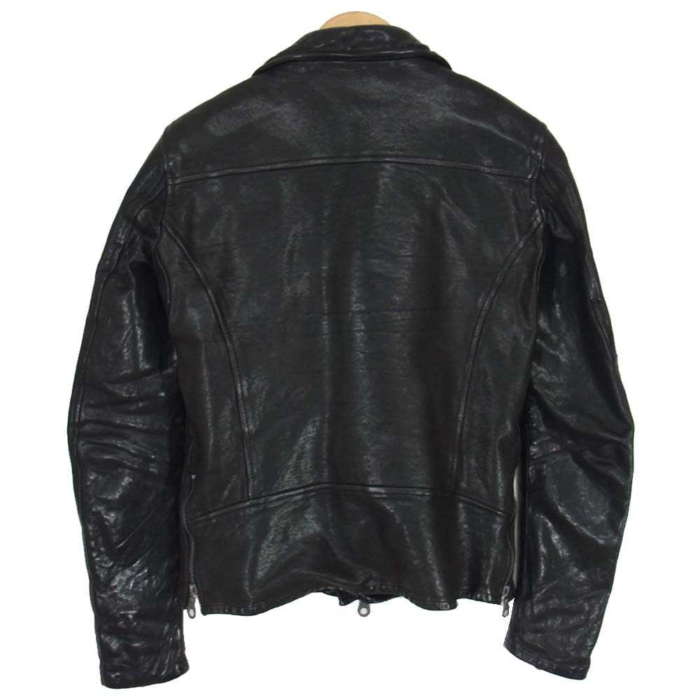 イサムカタヤマ バックラッシュ 1254-02 イタリアン ダブルショルダー 製品染め ダブルライダース ジャケット ブラック系 XS【中古】