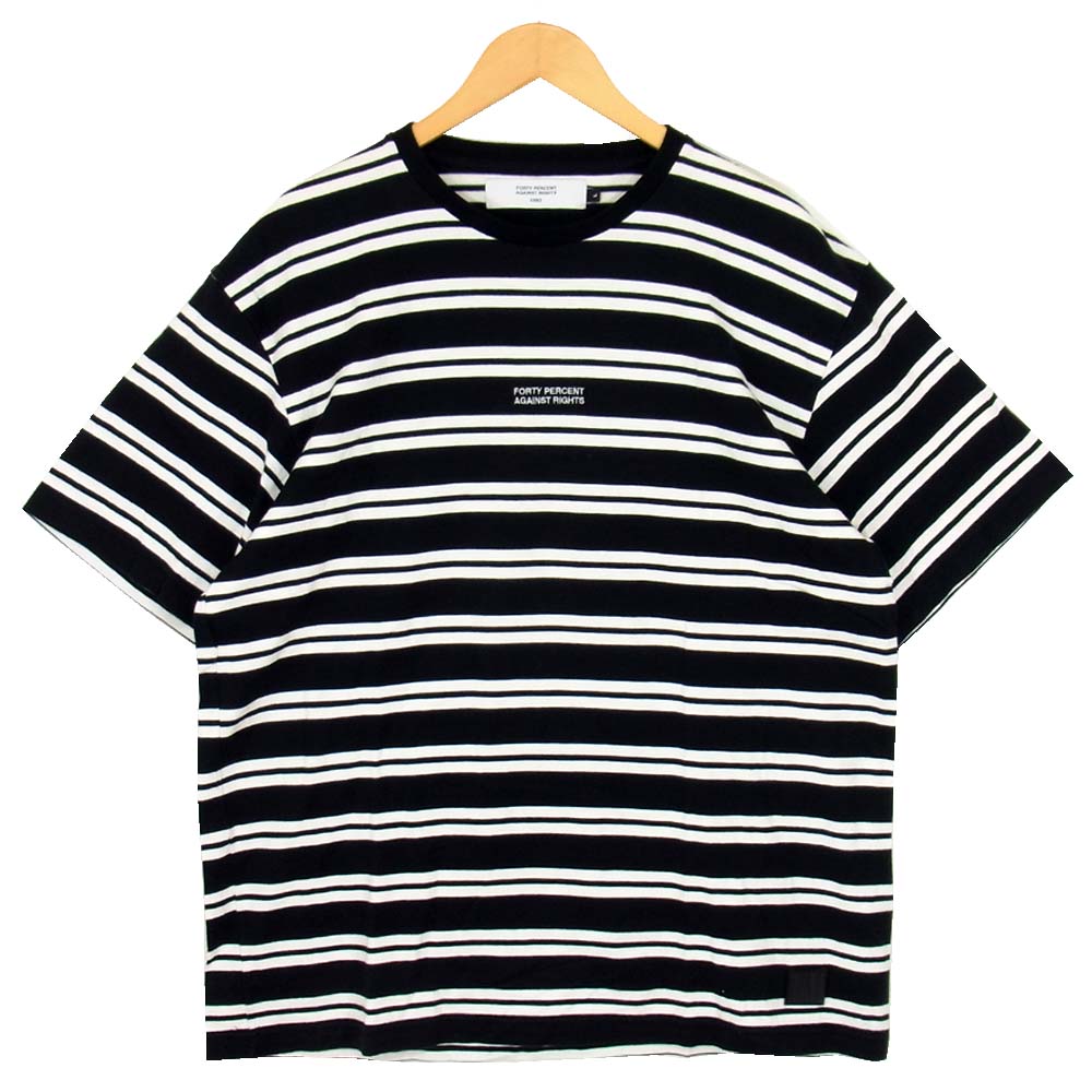 フォーティーパーセント アゲインストライツ FPAR ボーダー Tシャツ ブラック系 L【中古】