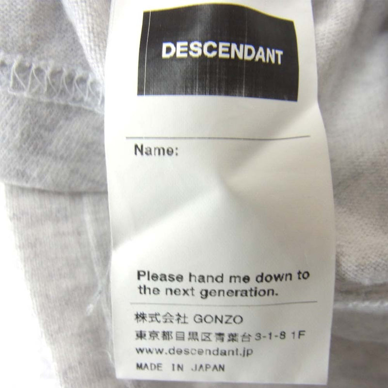 DESCENDANT ディセンダント ワンポイント 刺繍 Tシャツ グレー系 2【中古】