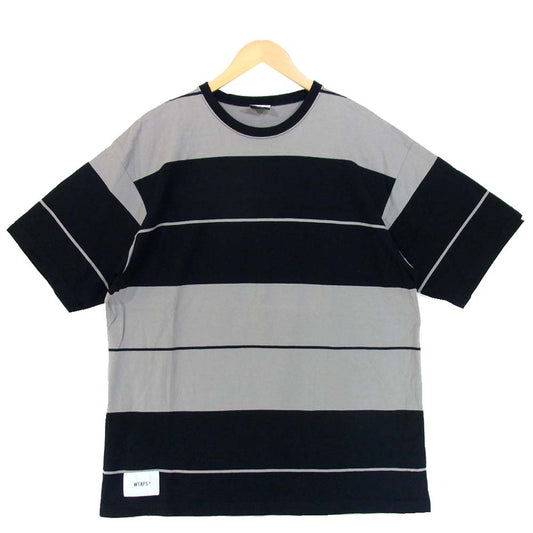 WTAPS ダブルタップス 19SS 191ATDT-CSM31 VATOS SS TEE ボーダー Tシャツ グレー×ブラック系 4【中古】