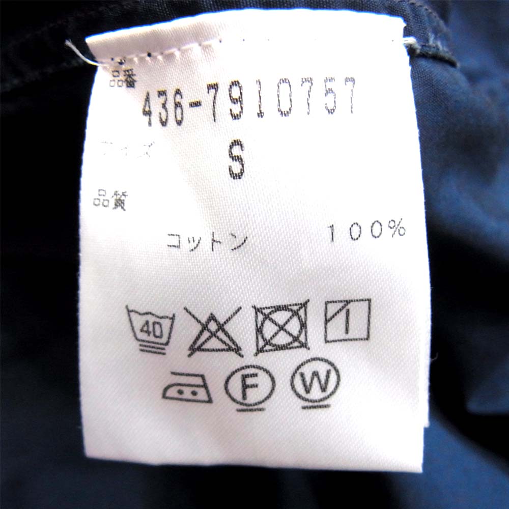 アップルツリーズ 436-7910757 TRAVELER SHIRT ノーカラー トラベラー シャツ ネイビー系 S【中古】