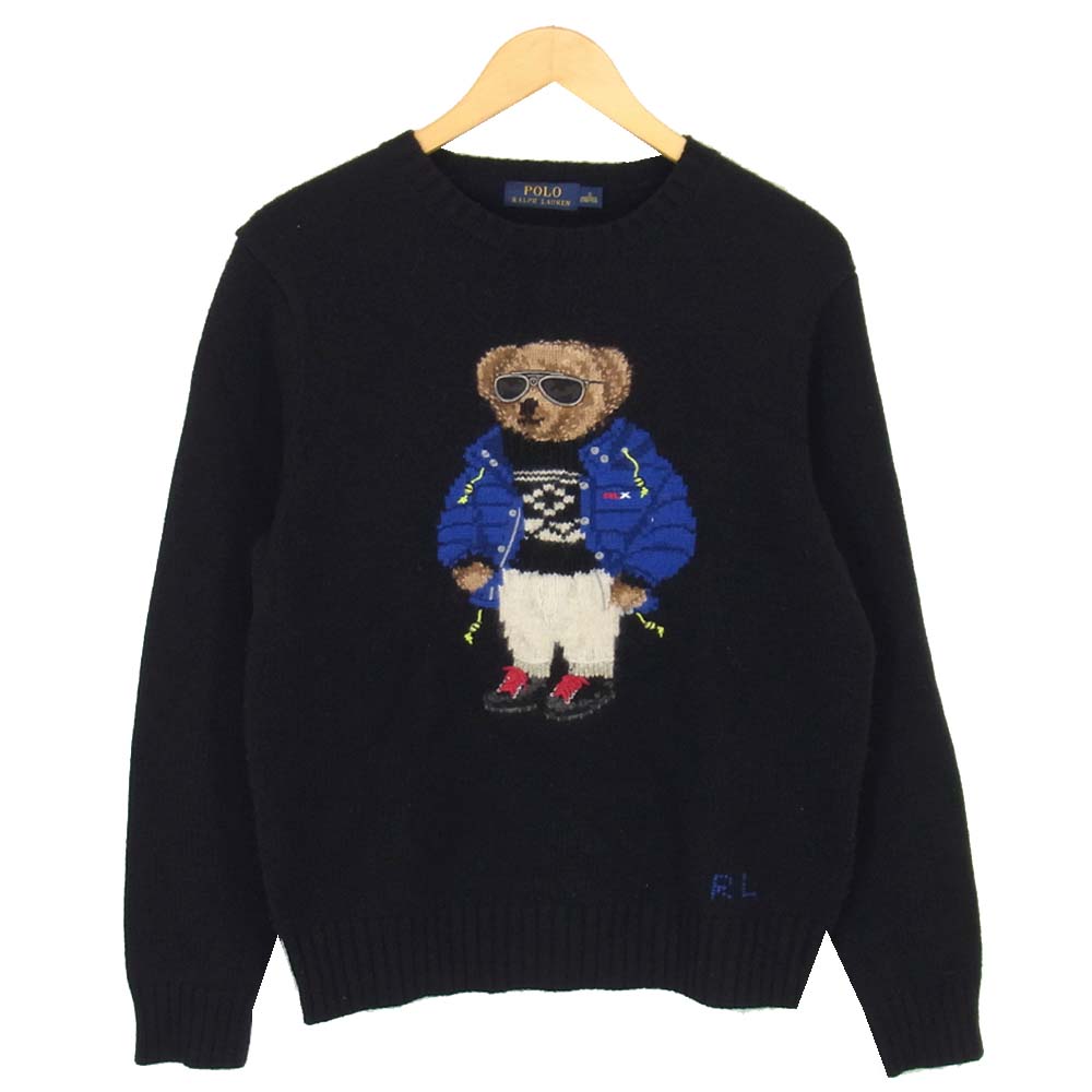 POLO RALPH LAUREN ポロ・ラルフローレン 国内正規品 RLX 美品 POLO bear ポロベアー ニット ブラック系 S【中古】