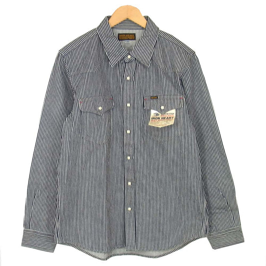 IRON HEART アイアンハート IHSH-07 12oz ヘビー ヒッコリー ウエスタン シャツ ネイビー系 XL【新古品】【未使用】【中古】