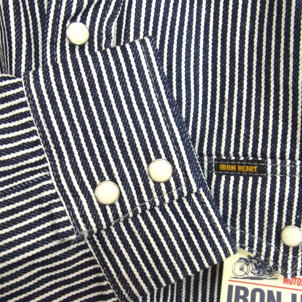 IRON HEART アイアンハート IHSH-07 12oz ヘビー ヒッコリー ウエスタン シャツ ネイビー系 XL【新古品】【未使用】【中古】