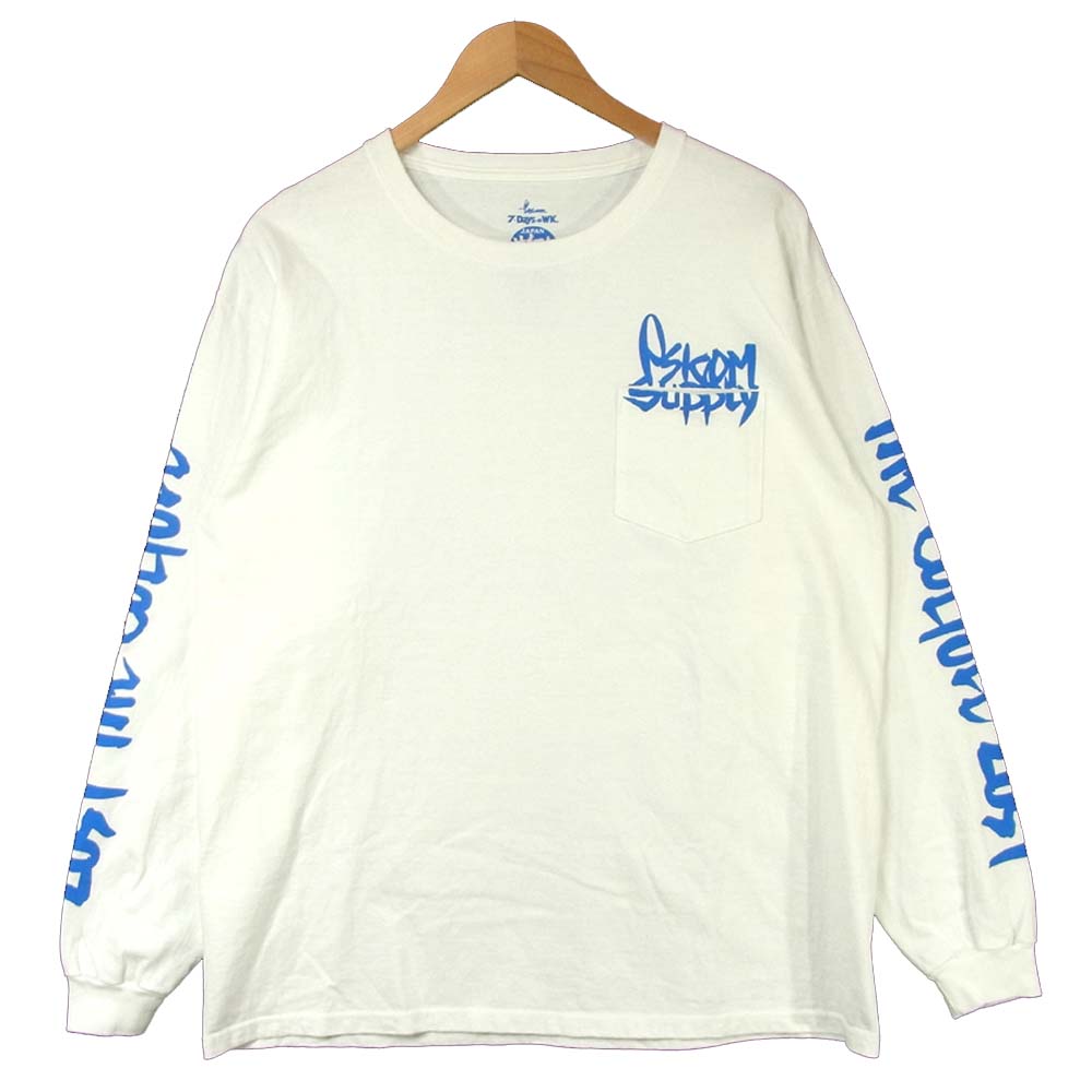 サイコム 7DAYS ロングスリーブ 長袖 Tシャツ コットン 日本製 ホワイト系 L【美品】【中古】