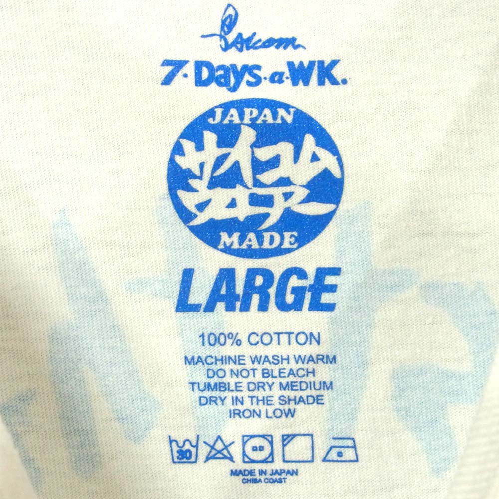 サイコム 7DAYS ロングスリーブ 長袖 Tシャツ コットン 日本製 ホワイト系 L【美品】【中古】