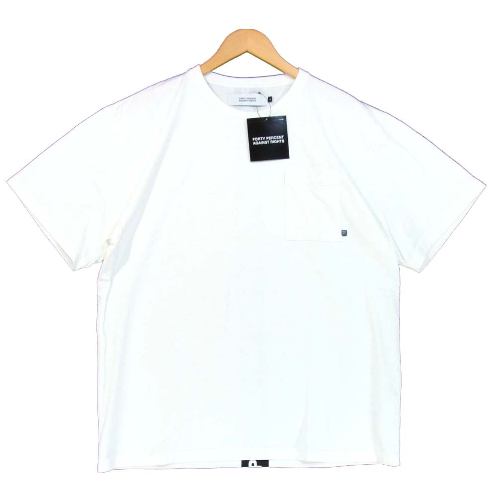 エフピーエーアール forty percents against rights 191atfp-csm11 バックプリント ポケットTシャツ ホワイト系 L【新古品】【未使用】【中古】