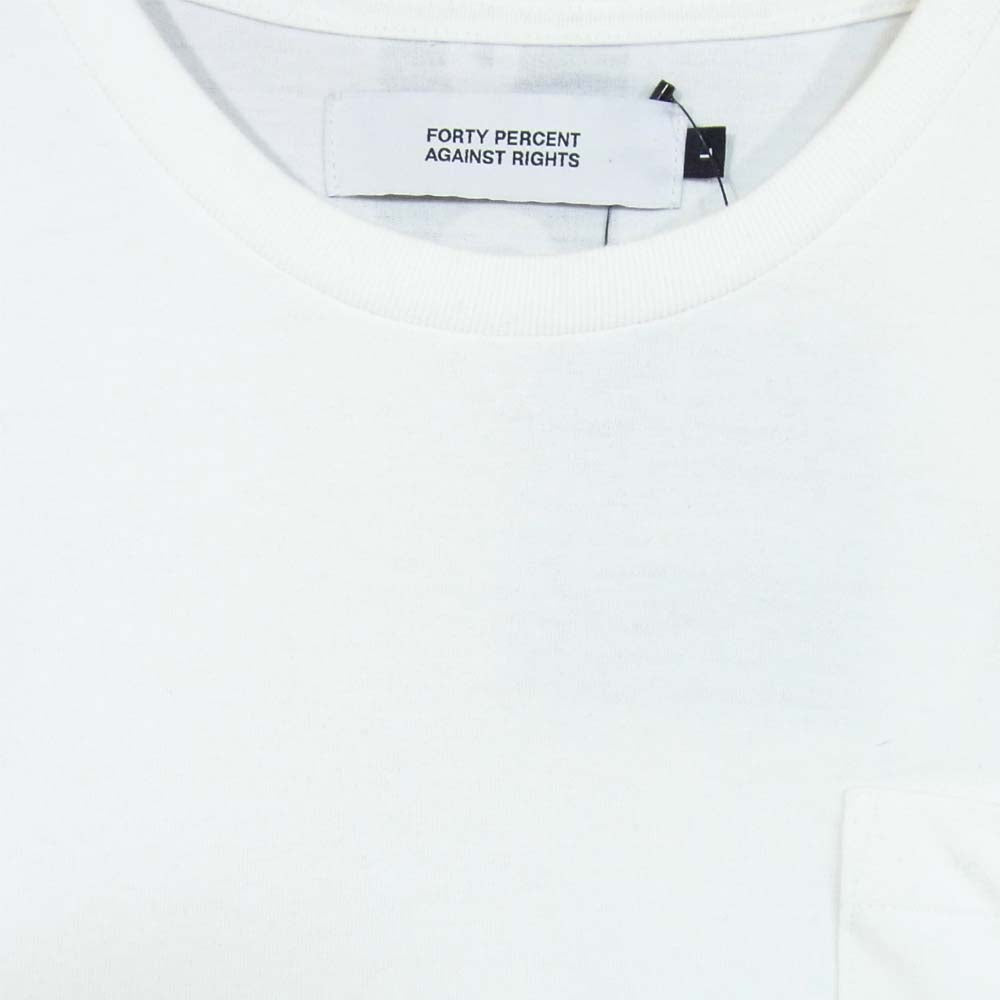 エフピーエーアール forty percents against rights 191atfp-csm11 バックプリント ポケットTシャツ ホワイト系 L【新古品】【未使用】【中古】