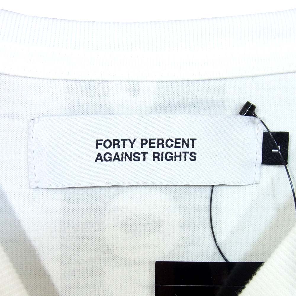 エフピーエーアール forty percents against rights 191atfp-csm11 バックプリント ポケットTシャツ ホワイト系 L【新古品】【未使用】【中古】