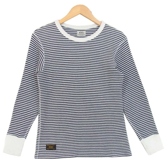 WTAPS ダブルタップス 152ATDT-CSM10 EX31 WAFFLE 02 ボーダー サーマル カットソー ホワイト×ネイビー系 S【中古】