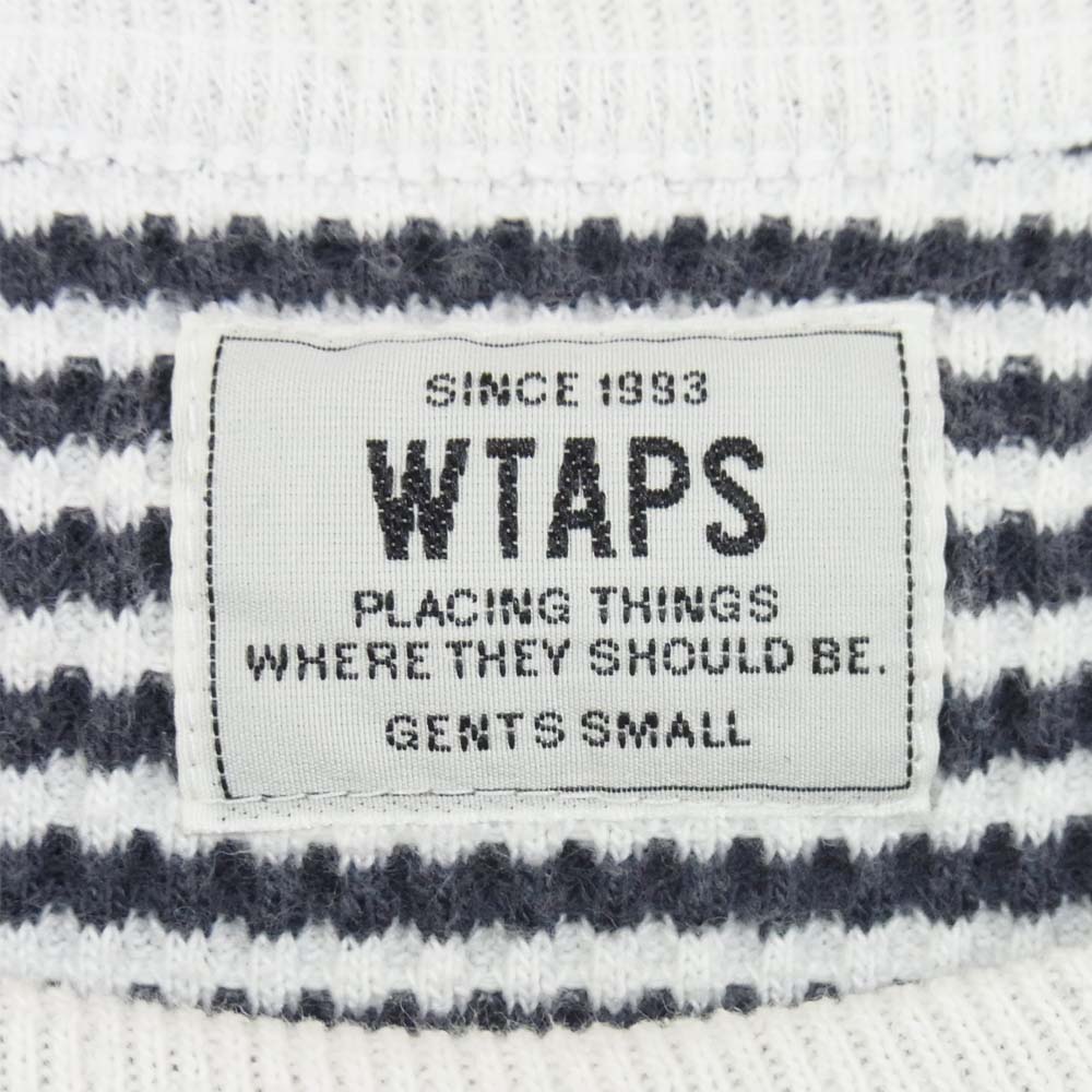 WTAPS ダブルタップス 152ATDT-CSM10 EX31 WAFFLE 02 ボーダー サーマル カットソー ホワイト×ネイビー系 S【中古】