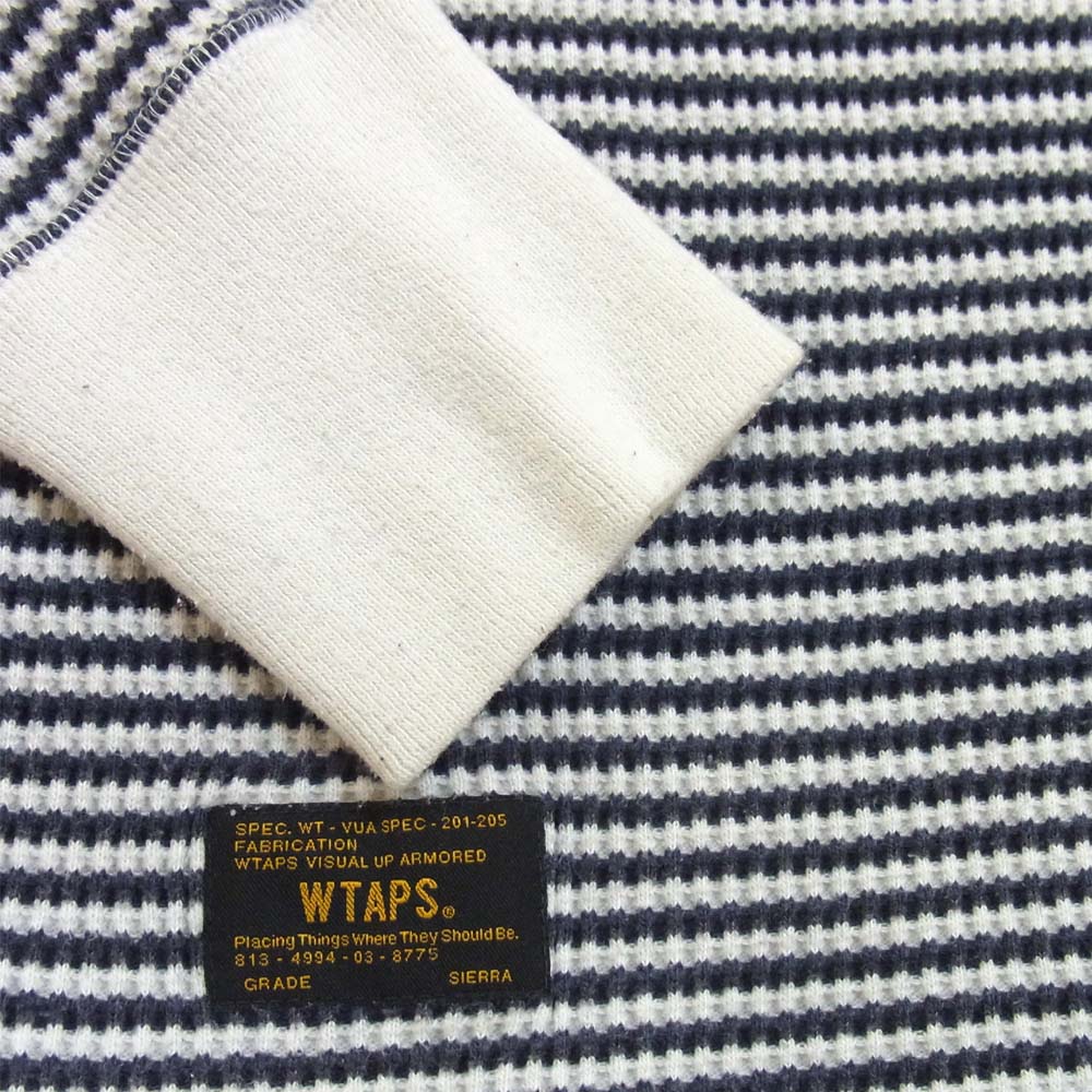 WTAPS ダブルタップス 152ATDT-CSM10 EX31 WAFFLE 02 ボーダー サーマル カットソー ホワイト×ネイビー系 S【中古】