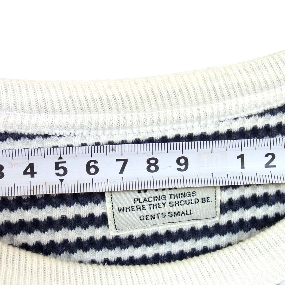 WTAPS ダブルタップス 152ATDT-CSM10 EX31 WAFFLE 02 ボーダー サーマル カットソー ホワイト×ネイビー系 S【中古】