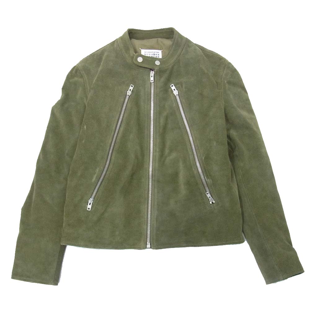 MAISON MARGIELA メゾンマルジェラ 19AW S50AM0413 カーフレザー 八の字 ライダース ジャケット グリーン系 カーキ系 52【中古】