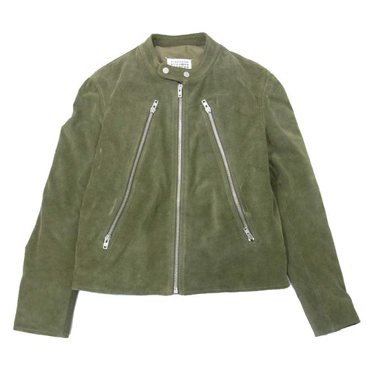 MAISON MARGIELA メゾンマルジェラ 19AW S50AM0413 カーフレザー 八の字 ライダース ジャケット グリーン系 カーキ系 52【中古】