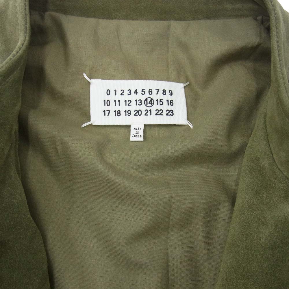 MAISON MARGIELA メゾンマルジェラ 19AW S50AM0413 カーフレザー 八の字 ライダース ジャケット グリーン系 カーキ系 52【中古】