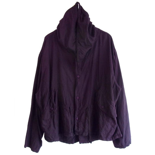 ANN DEMEULEMEESTER アンドゥムルメステール 352-01-49019 OH-80 OR-37 ウール フード ジャケット パープル系 XXS【中古】