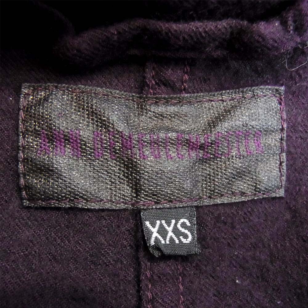 ANN DEMEULEMEESTER アンドゥムルメステール 352-01-49019 OH-80 OR-37 ウール フード ジャケット パープル系 XXS【中古】