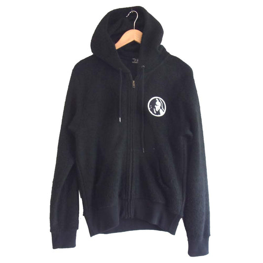 HYSTERIC GLAMOUR ヒステリックグラマー 0253CF05 バック ロゴ 刺繍フリース ジップアップ パーカー ブラック系 M【中古】