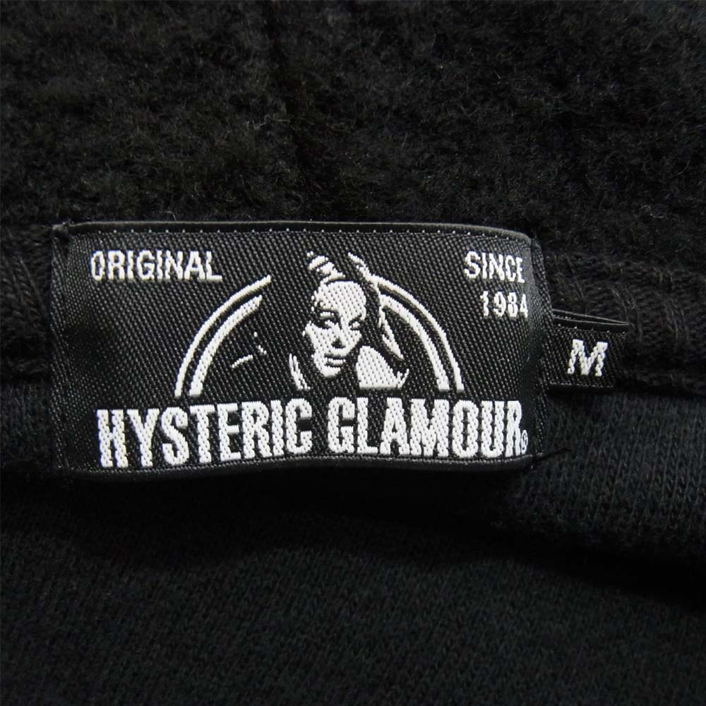 HYSTERIC GLAMOUR ヒステリックグラマー 0253CF05 バック ロゴ 刺繍フリース ジップアップ パーカー ブラック系 M【中古】