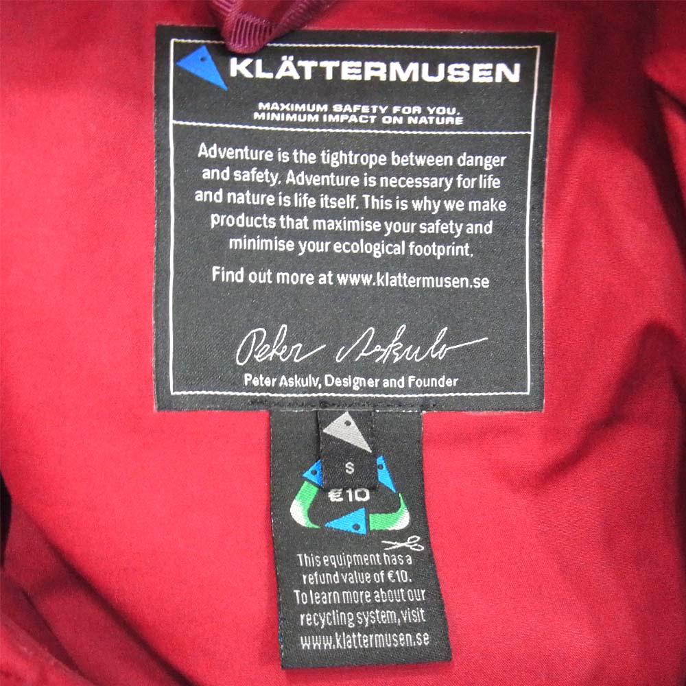KLATTERMUSEN クレッタルムーセン Bilskirner Jacket ビルスキルナー マウンテン パーカー ジャケット レッド系 S【中古】