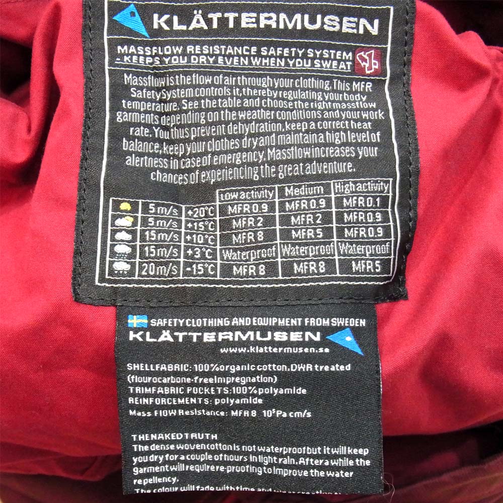 KLATTERMUSEN クレッタルムーセン Bilskirner Jacket ビルスキルナー マウンテン パーカー ジャケット レッド系 S【中古】