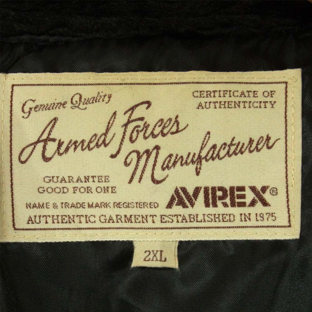 AVIREX アヴィレックス 6151084 B-3 ラムレザー 衿ムートン ダウンジャケット 中国製 ブラック系 2XL【中古】