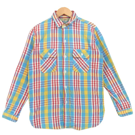 ウェアハウス チェック ヘビーネル シャツ  ブルー×レッド×イエロー系 38【中古】