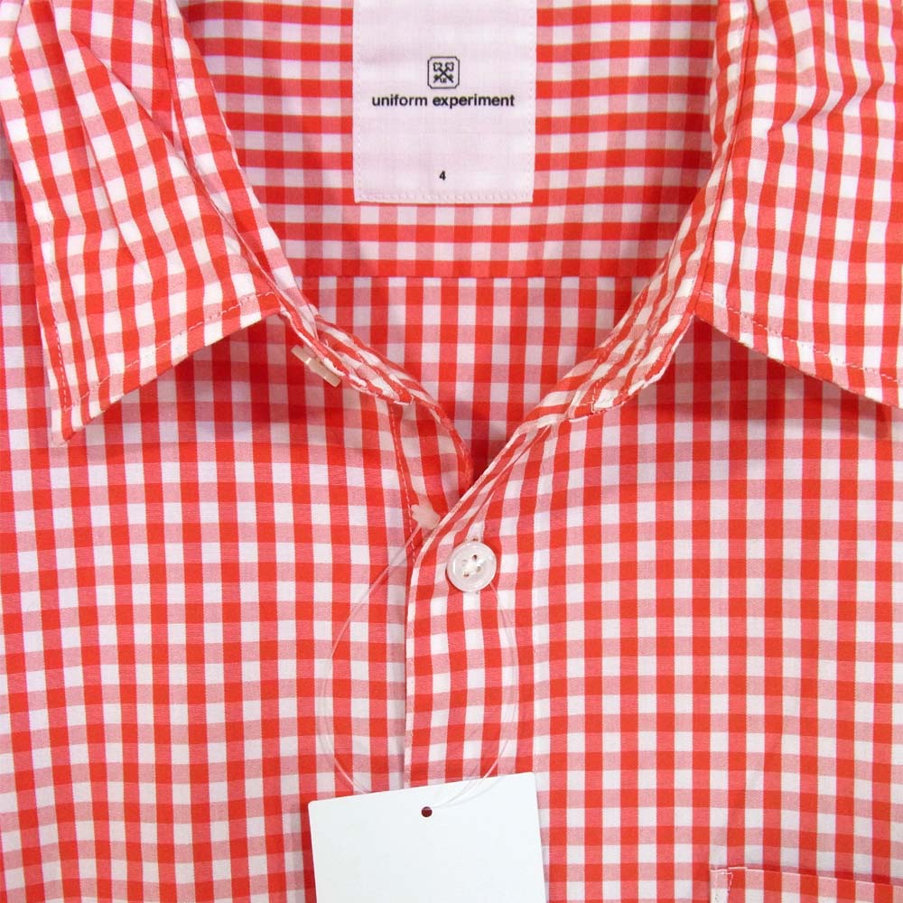 uniform experiment ユニフォームエクスペリメント 17SS UE-170034 TAPE LINE GINGHAM CHECK SHIRT テープライン ギンガム チェック レッド系 4【新古品】【未使用】【中古】