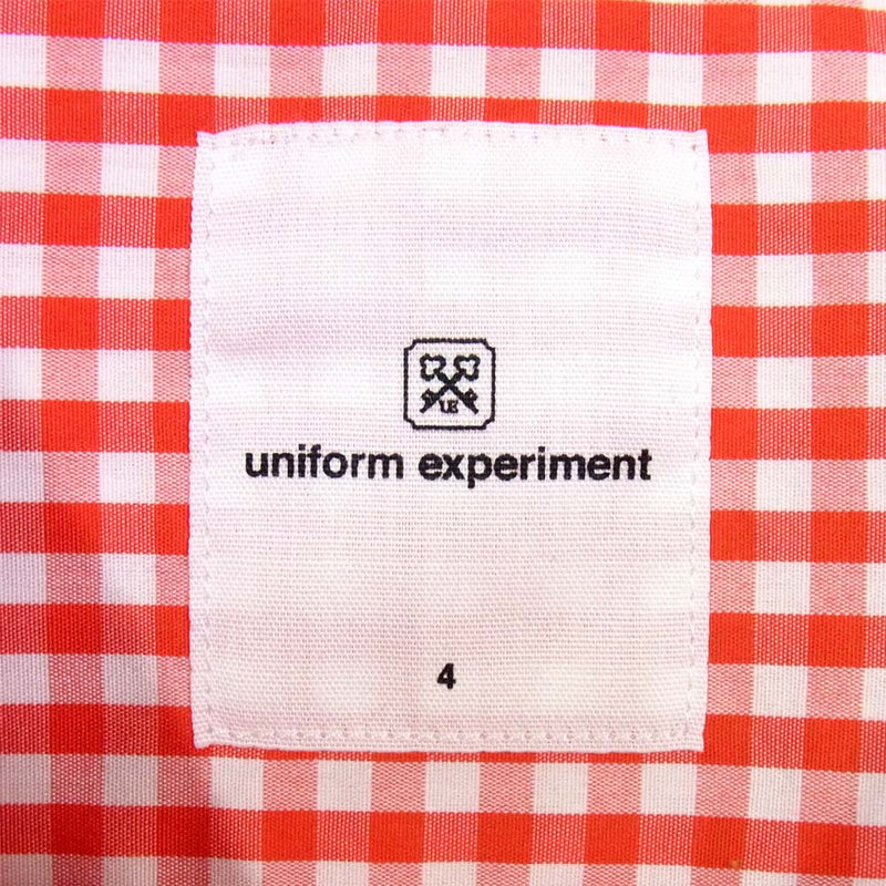 uniform experiment ユニフォームエクスペリメント 17SS UE-170034 TAPE LINE GINGHAM CHECK SHIRT テープライン ギンガム チェック レッド系 4【新古品】【未使用】【中古】