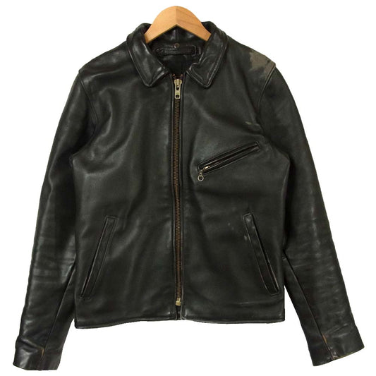 VANSON バンソン 襟付き レザー シングルライダース ジャケット アメリカ製 ブラック系 36【中古】